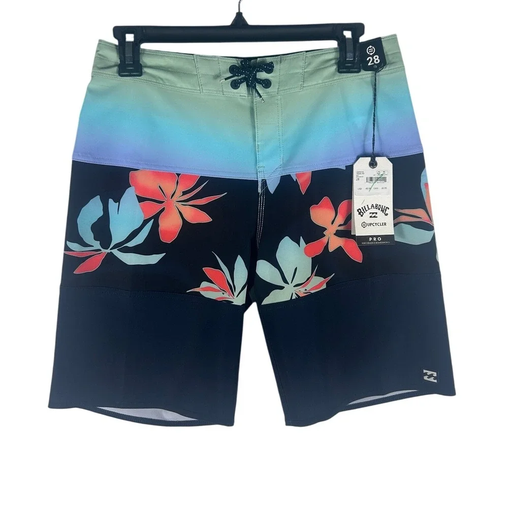Billabong Mens Tribong Pro Upcycler Boardshorts Navy Floral Ombre Size 28 NEW